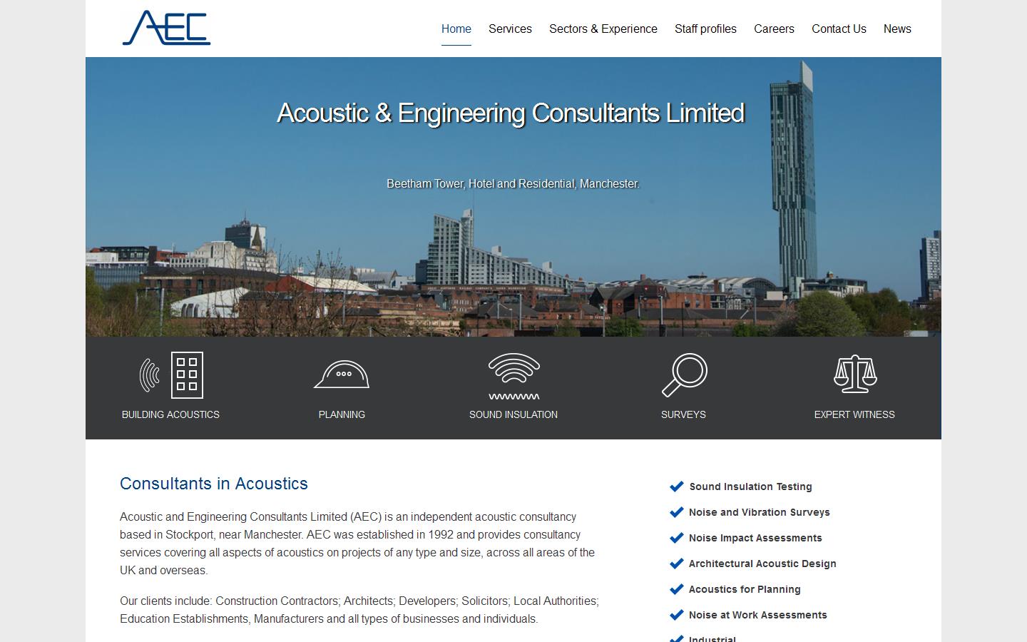 Acoustic & Engineering Consultants Ltd Website