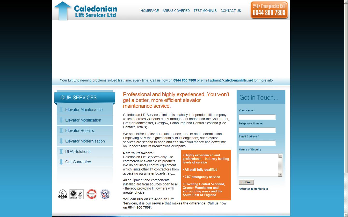 Caledonian Lift Services Ltd Website