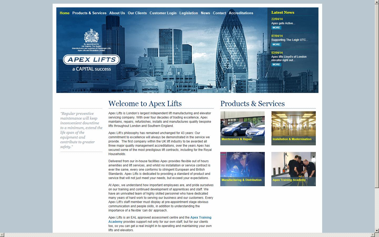 Apex Lift & Escalator Engineers Ltd Website