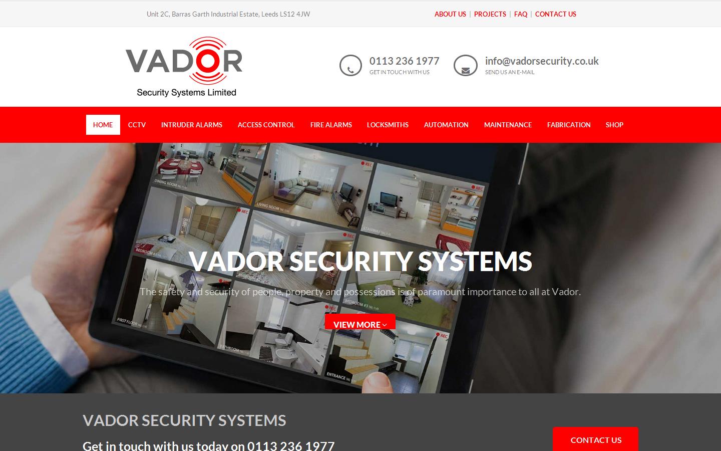Vador Security Systems Website