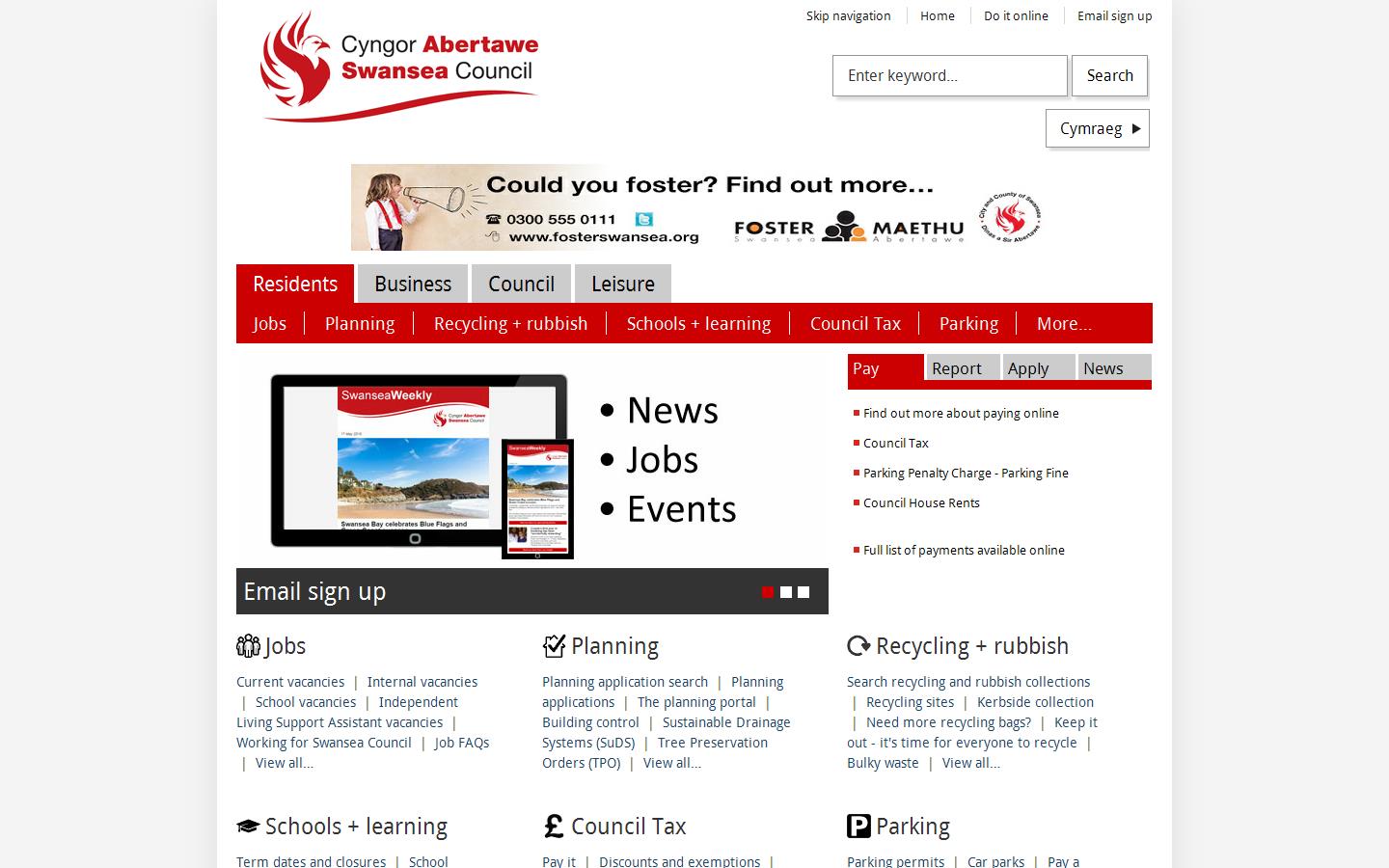 Swansea Council - Environment Department Website