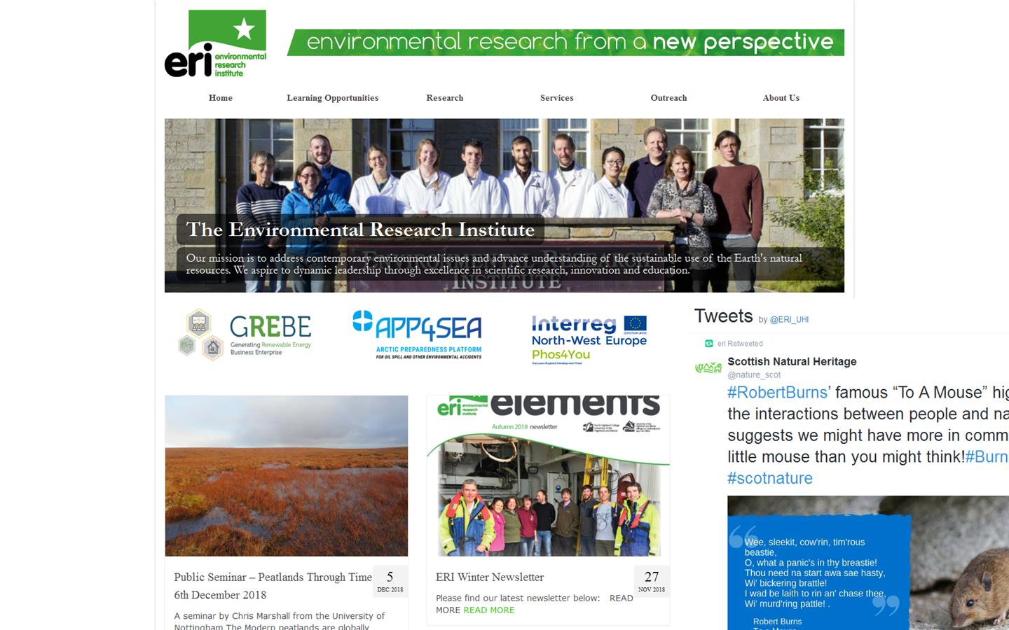 Environmental Research Institute Website