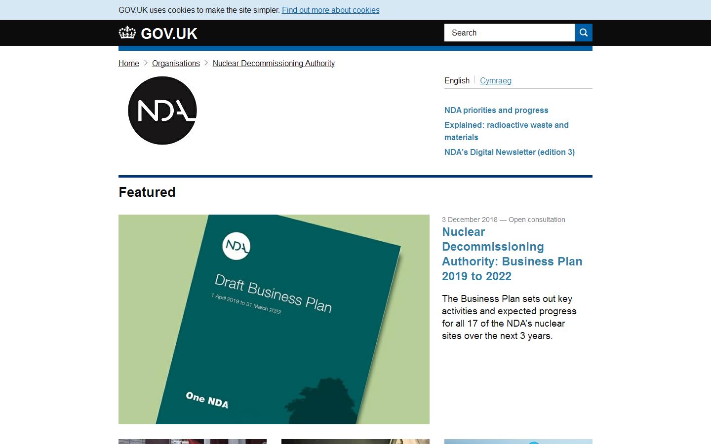 Nuclear Decommissioning Authority Website