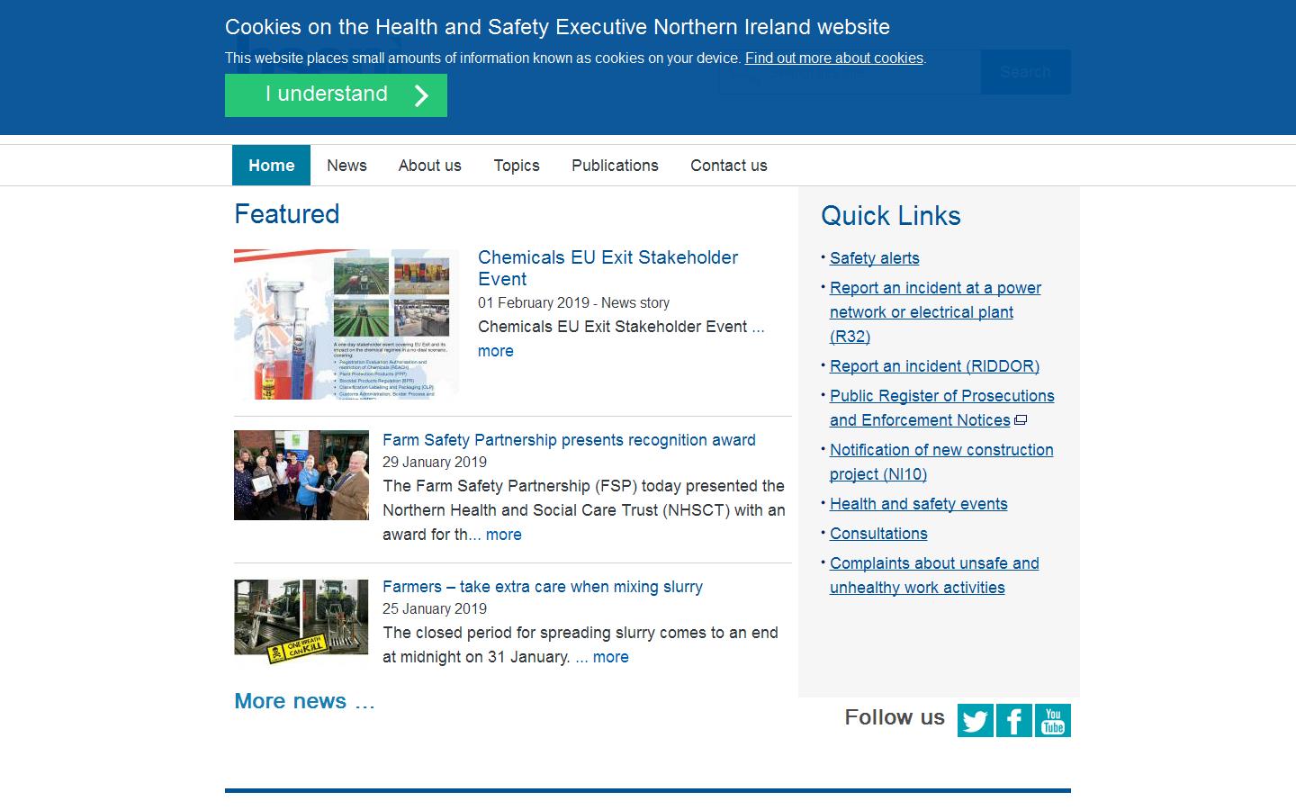 Health & Safety Executive Northern Ireland Website