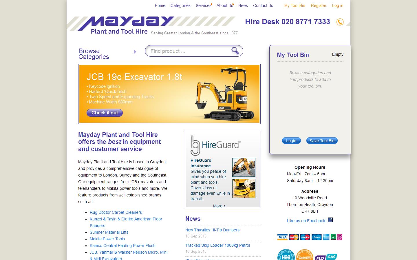 Mayday Plant & Tool Hire Website