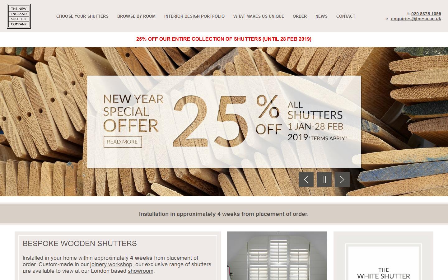 The New England Shutter Company Website