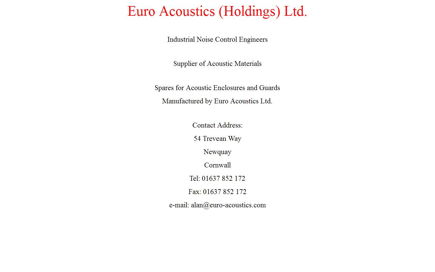 Euro Acoustics Holdings Ltd Website