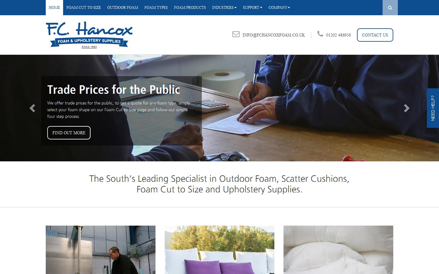 F C Hancox Upholstery Supplies Ltd Website