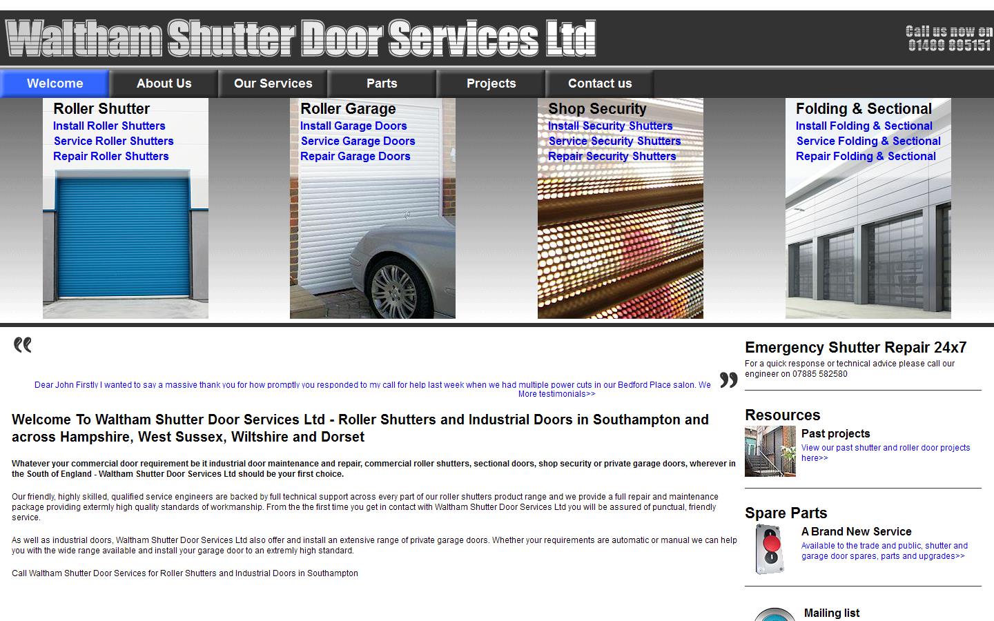 Waltham Shutter Door Services Ltd Website
