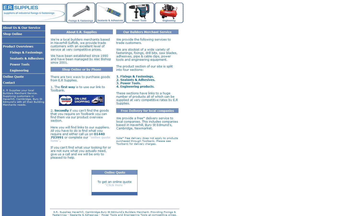 E R Supplies Ltd Website