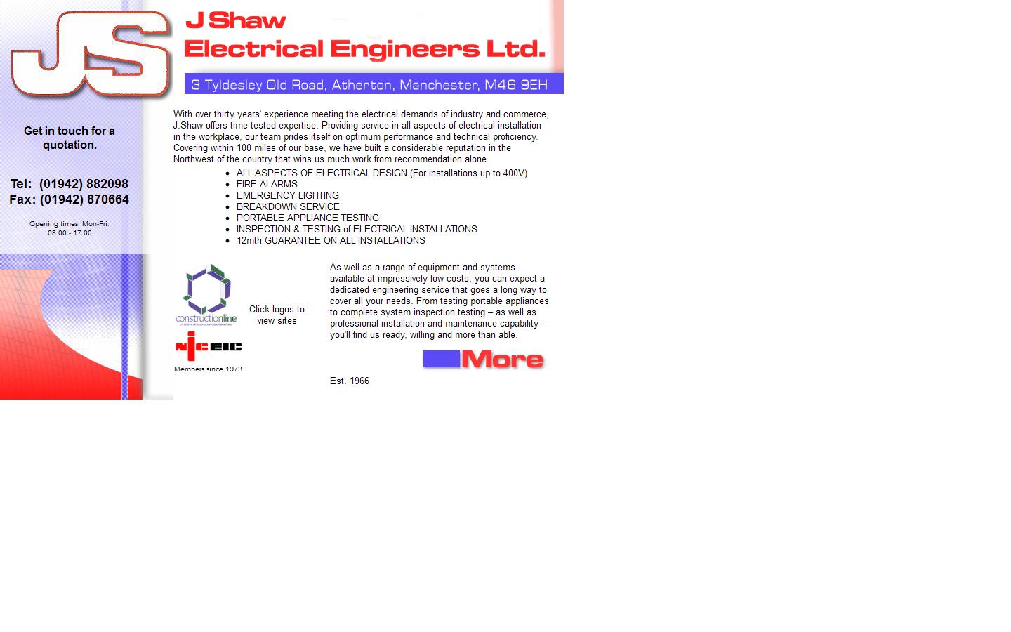 J Shaw Electrical Engineers Ltd Website