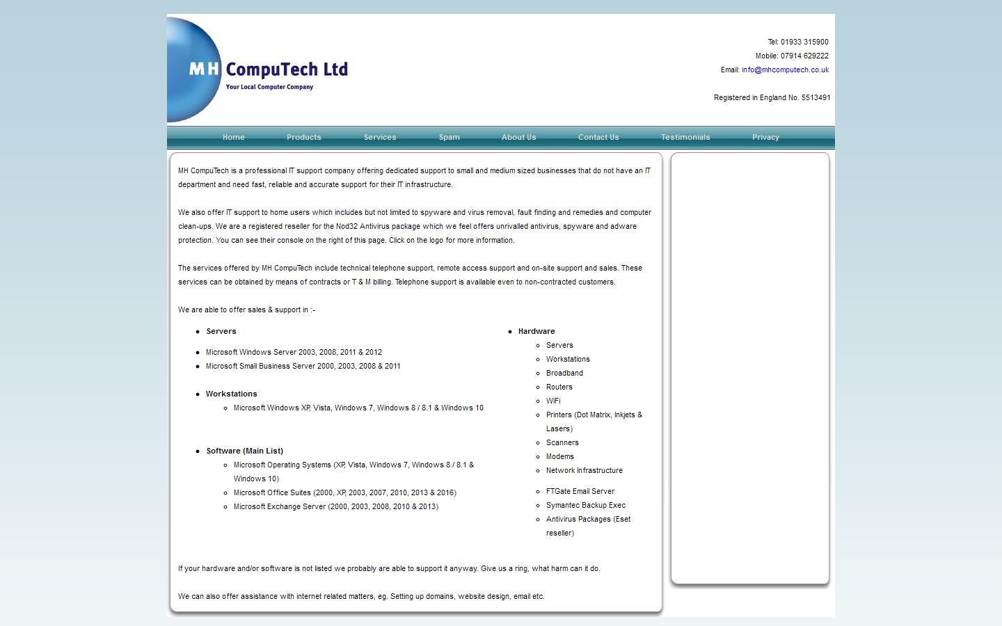 M H Computech Website