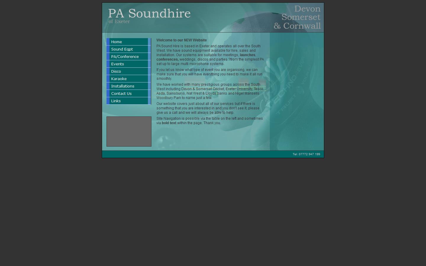 P A Sound Hire Website