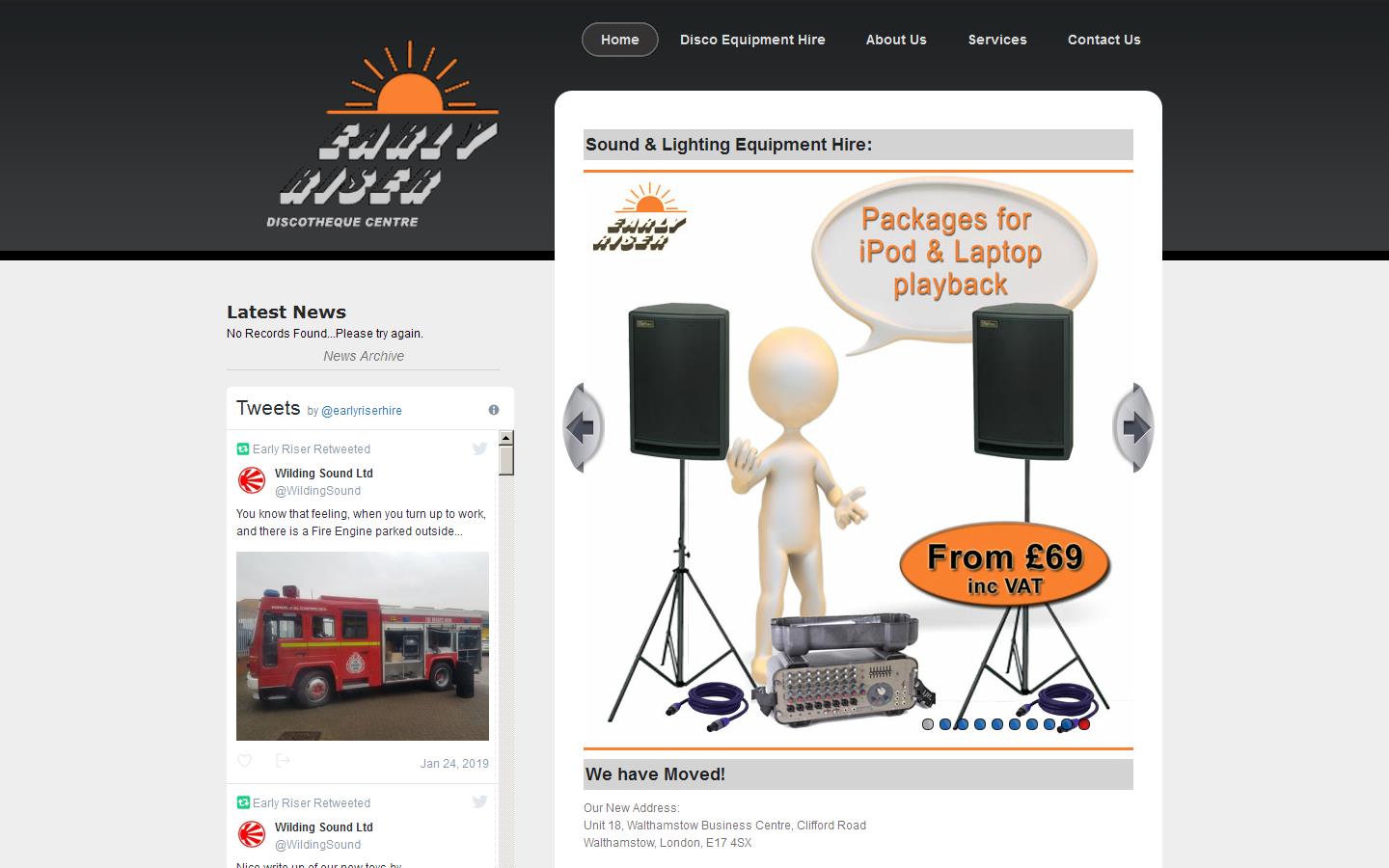 Early Riser Discotheque Centre Website