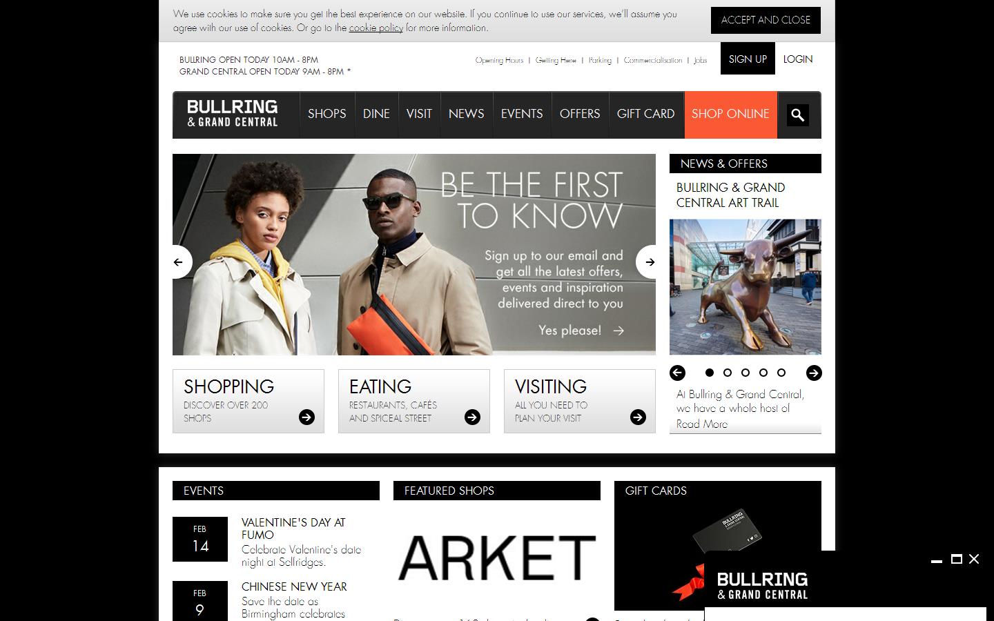 Bullring Shopping Centre Website