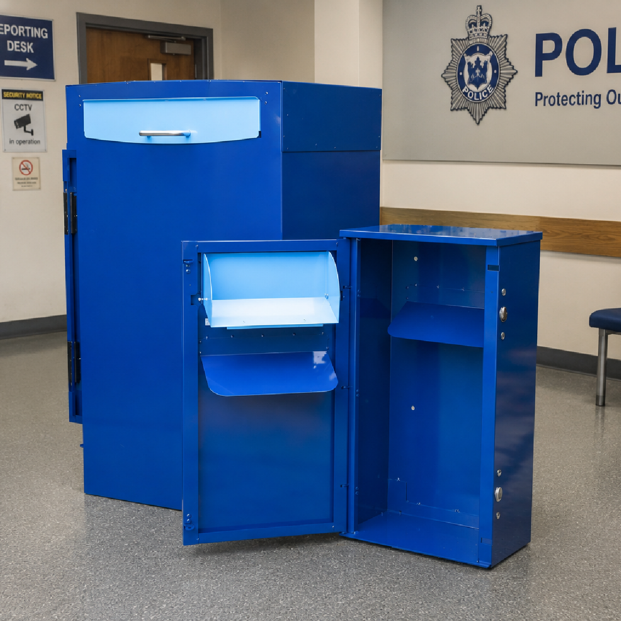 Knife Surrender Amnesty Bin Range in a police station