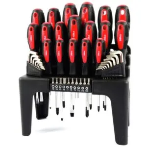 Hilka 44-Piece Screwdriver and Bit Set | Complete Screwdriver Kit with Storage Rack