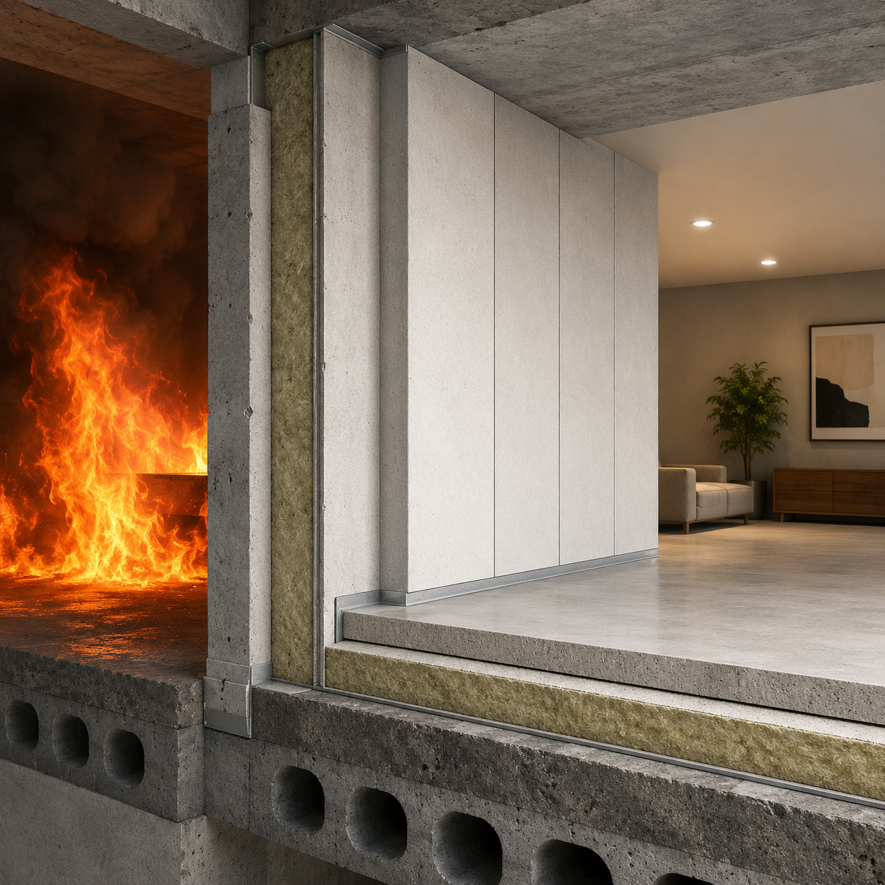 Fire-resistant walls & floors