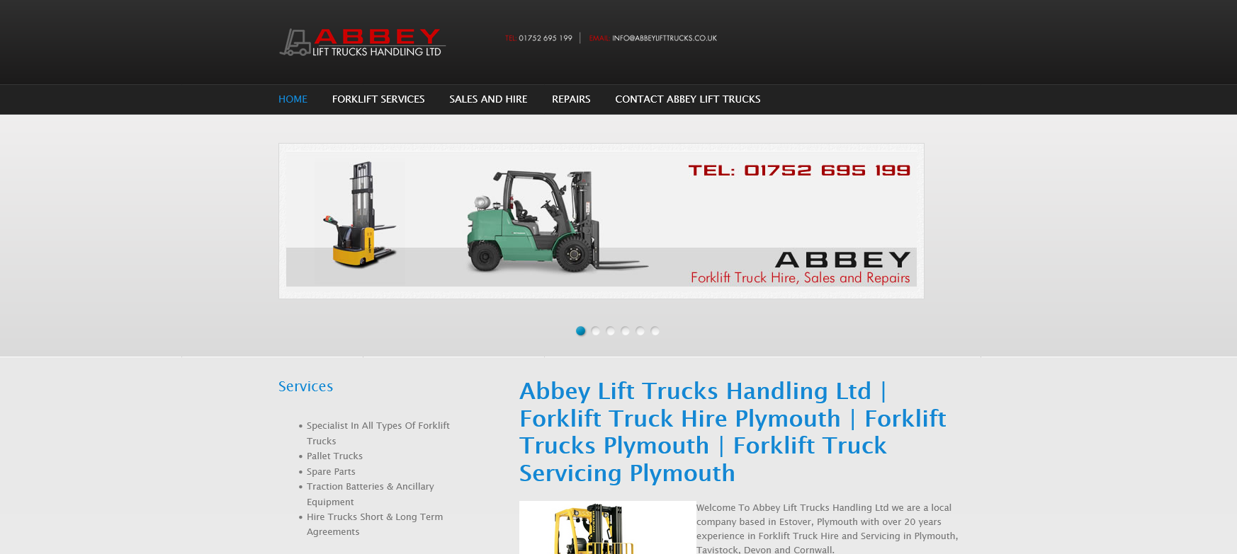 Abbey Lift Trucks Handling Ltd Website Screenshot 001