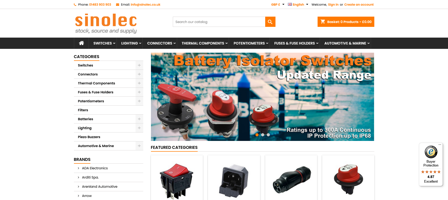 Sinolec Components Ltd Website Screenshot 001