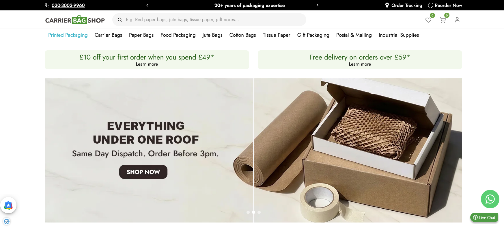 Carrier Bag Shop Website Screenshot 001