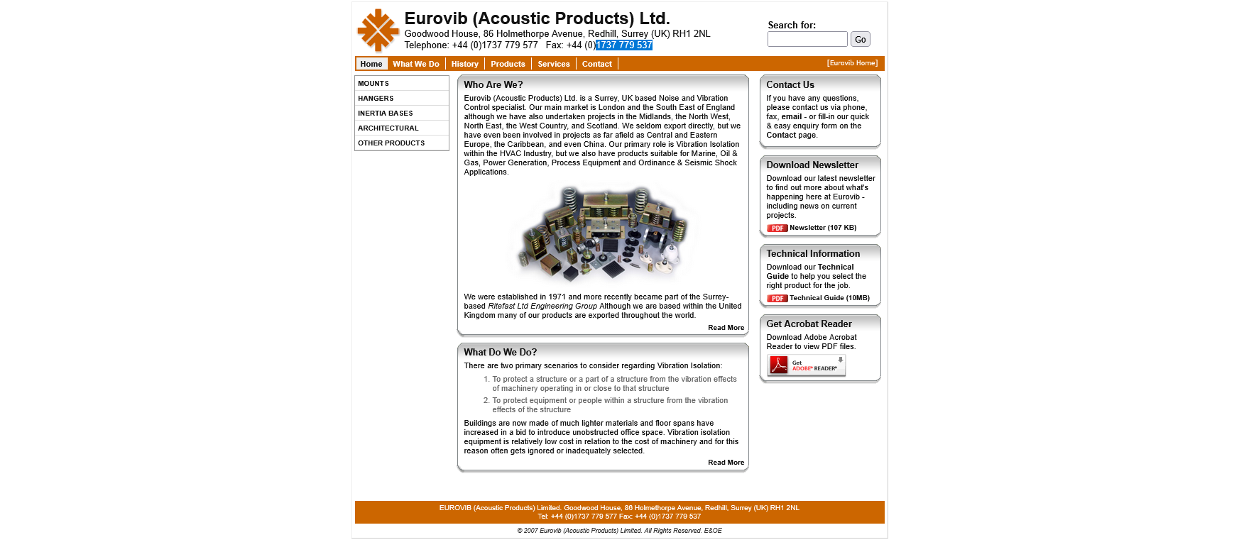 Eurovib (Acoustic Products) Ltd Website Screenshot 001