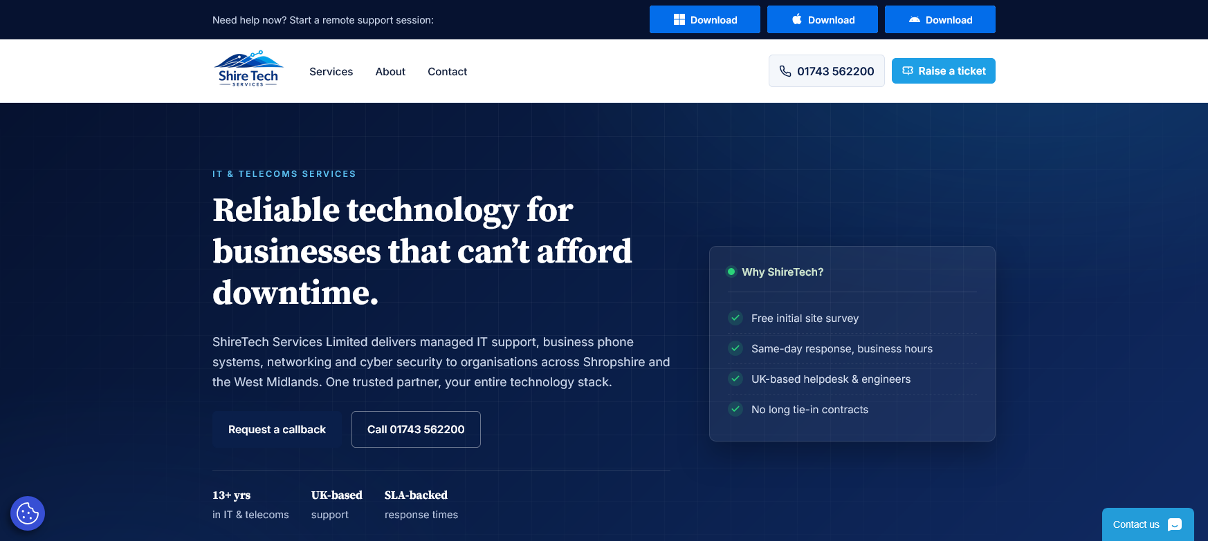 ShireTech Services Website Screenshot 001