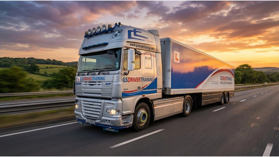 GS Driver Training articulated HGV used for Category C+E course information.