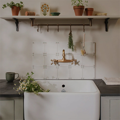 Our new Spring April Blush tiles create this pretty splashback