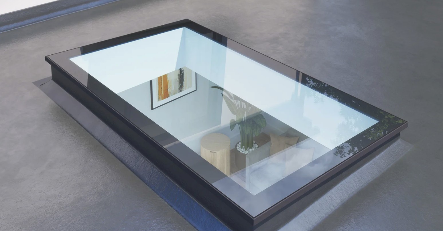 Korniche FlatLite flat rooflight installed on modern flat roof extension