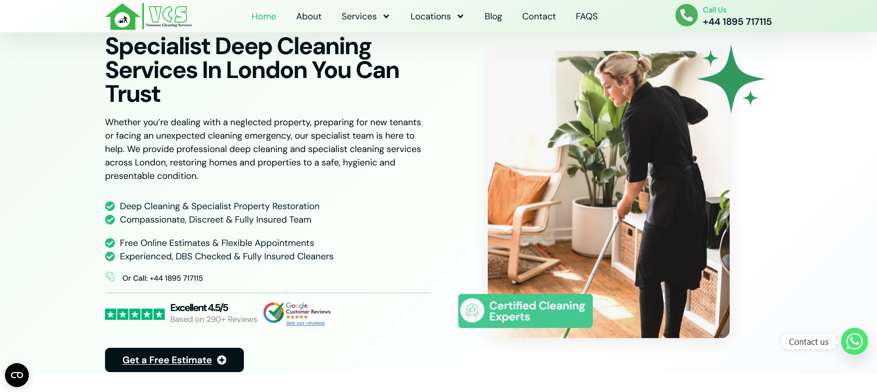 Vamoose Cleaning Services Ltd Website Screenshot 001