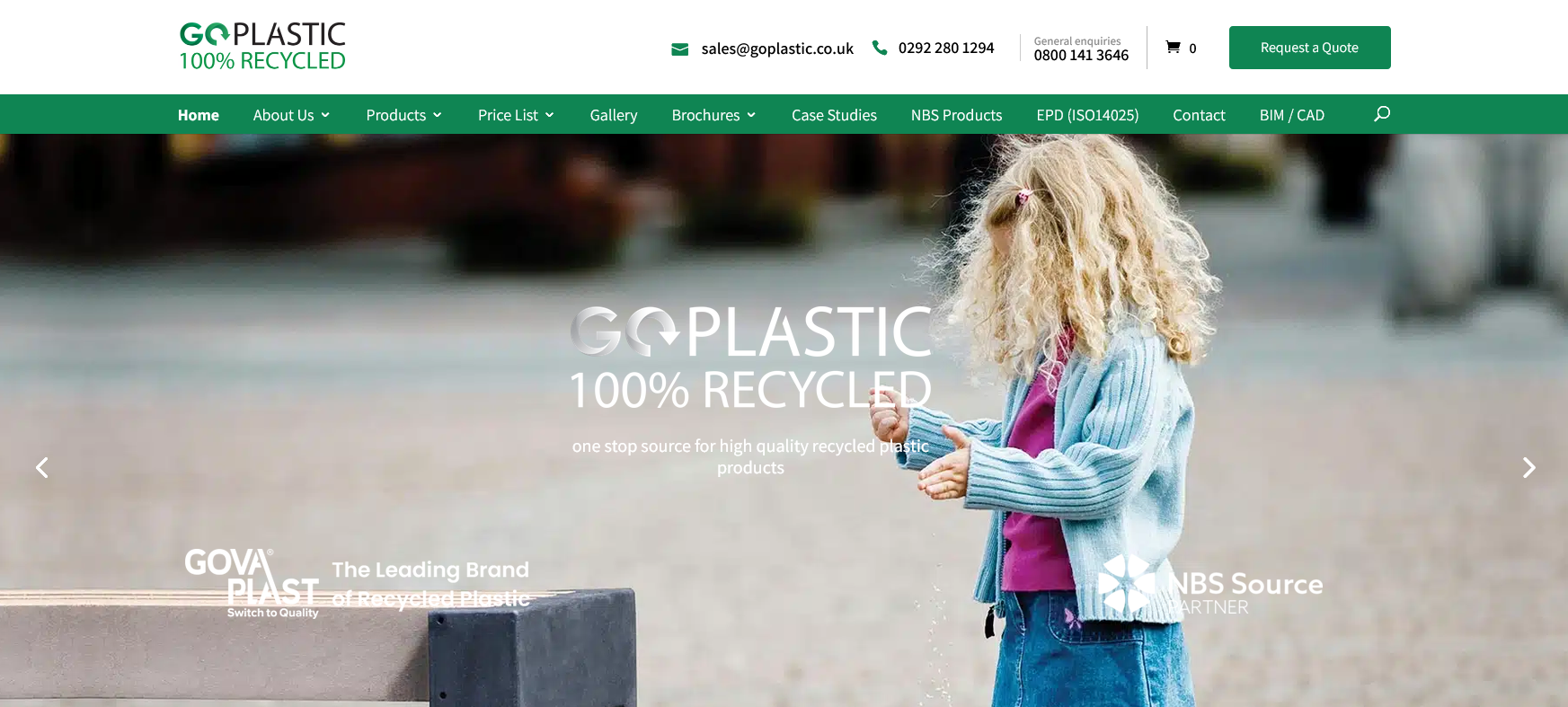 Go Plastic Ltd 100% Recycled Plastic Website Screenshot 001
