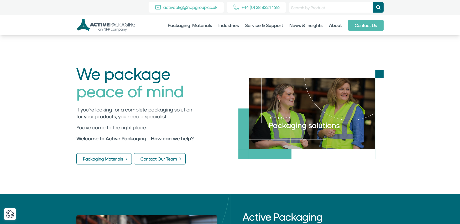 Active Packaging Website Screenshot