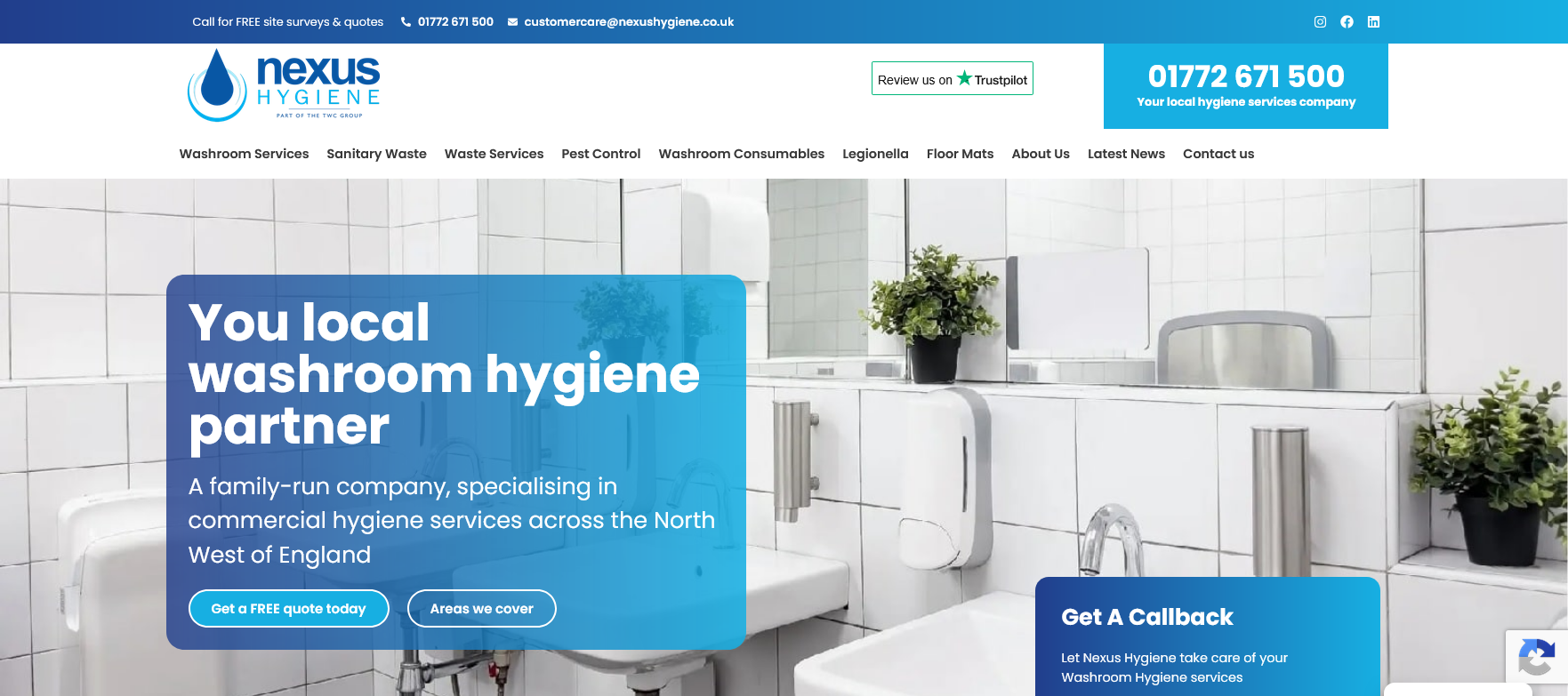 Nexus Hygiene Website Screenshot 001