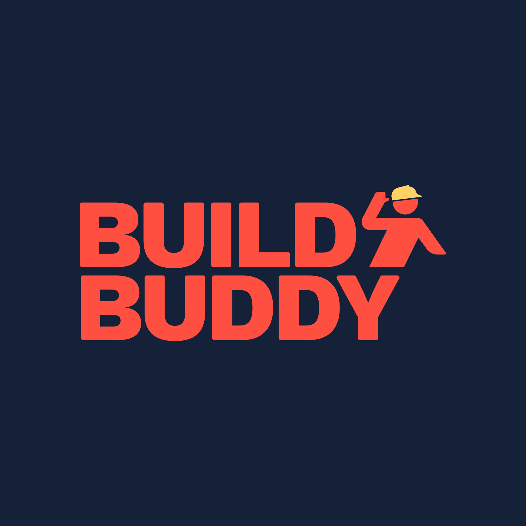 Buildbuddy logo. Red text against a dark blue background.