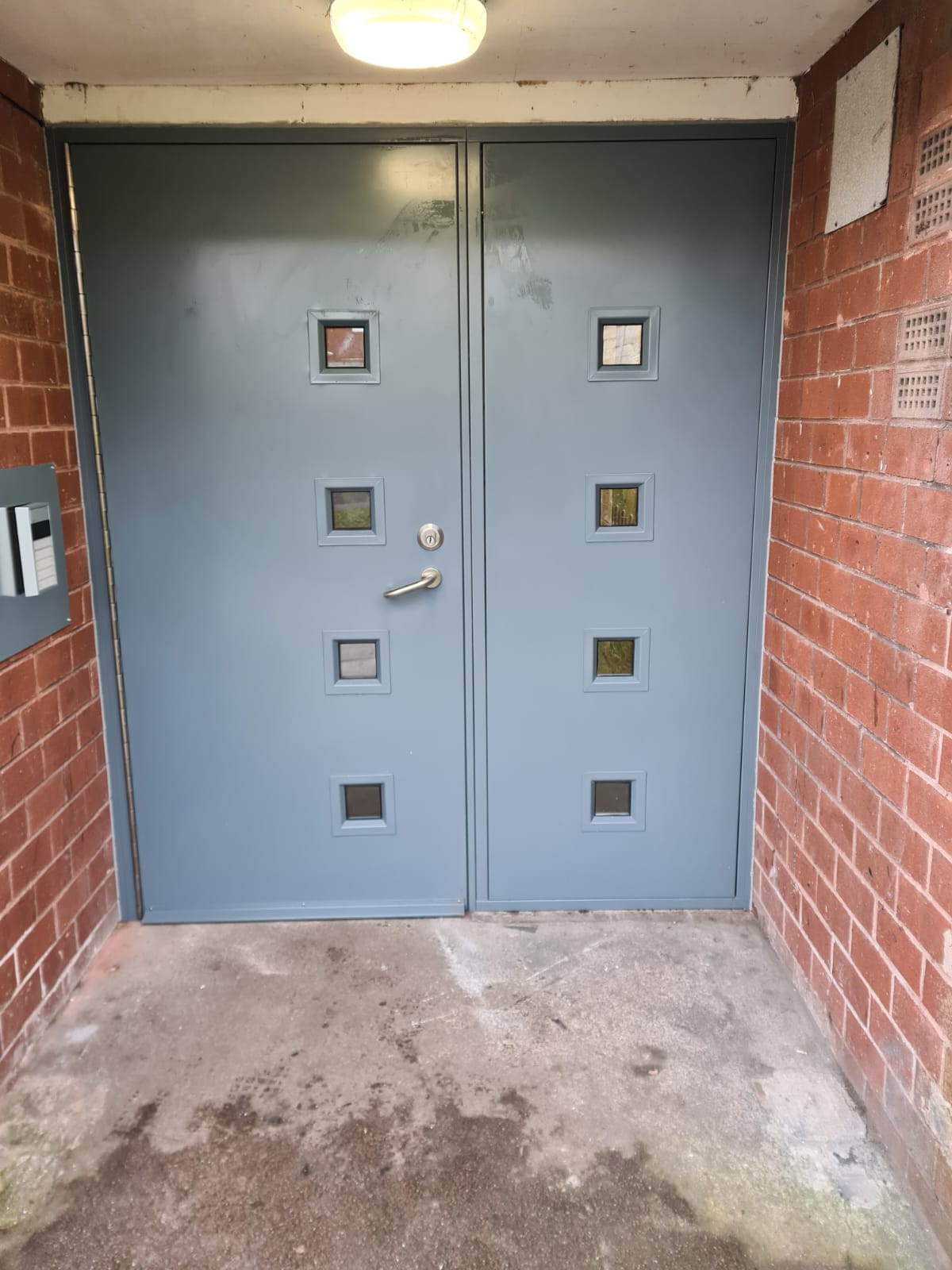 Steel doors with vision panels