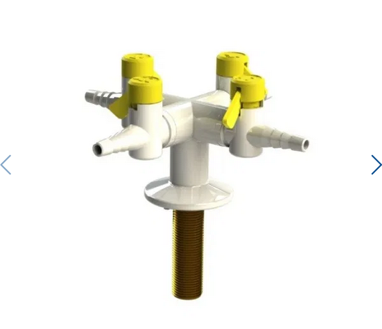 Four Way Bench Mounted Drop Lever Gas Tap - 900034