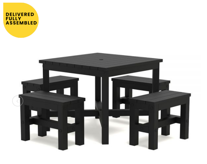 Eco Felix Recycled Plastic Dining Set - 90cm Square Table & 4 Backless Benches