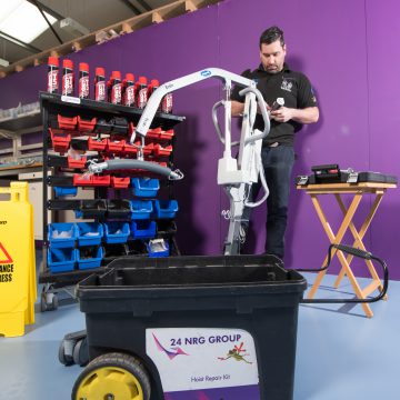 24 NRG Group Engineer perform a LOLER inspection and service on a Invacare Birdie Hoist