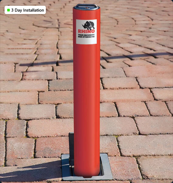 Red Powder Coated Steel Telescopic Driveway Bollard in Birmingham