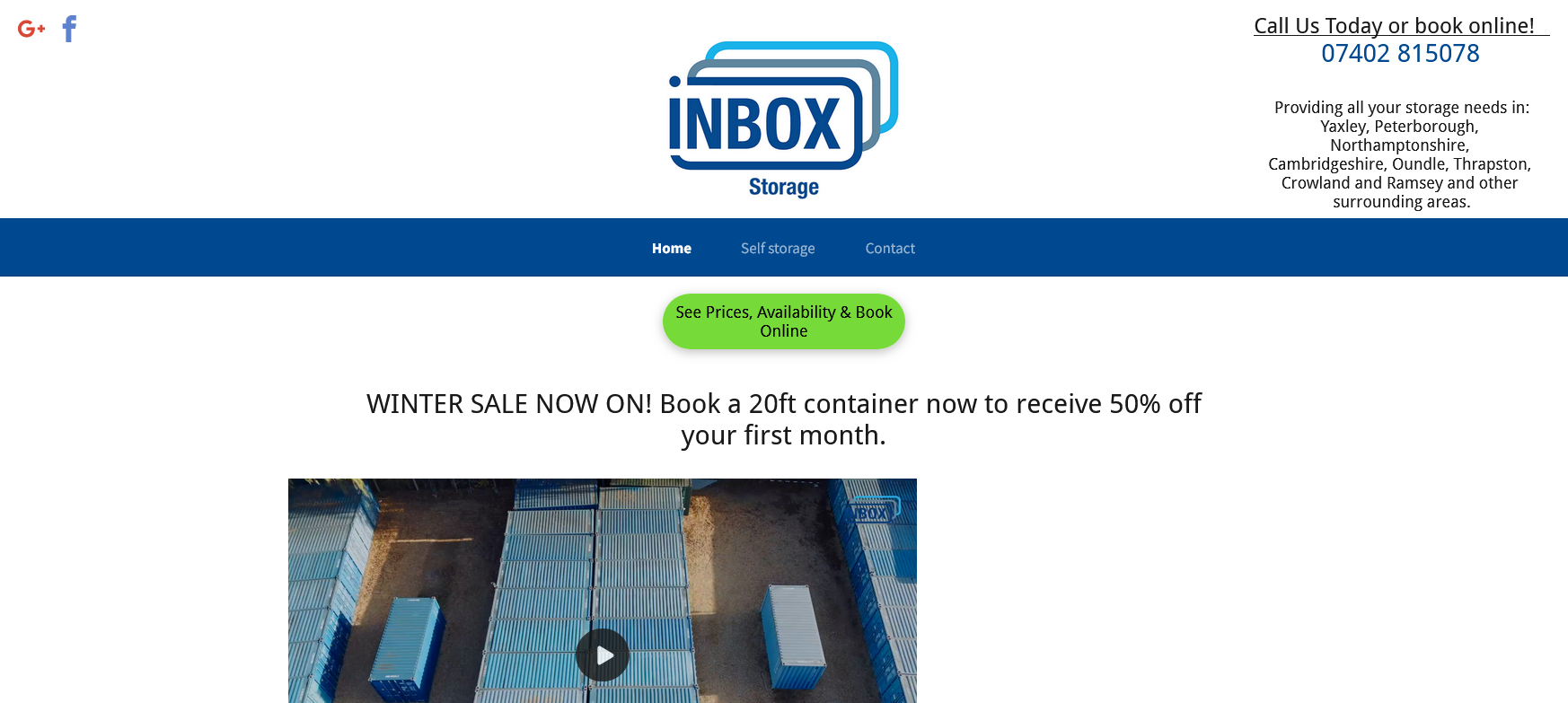 Inbox Self Storage Ltd Website Screenshot 001
