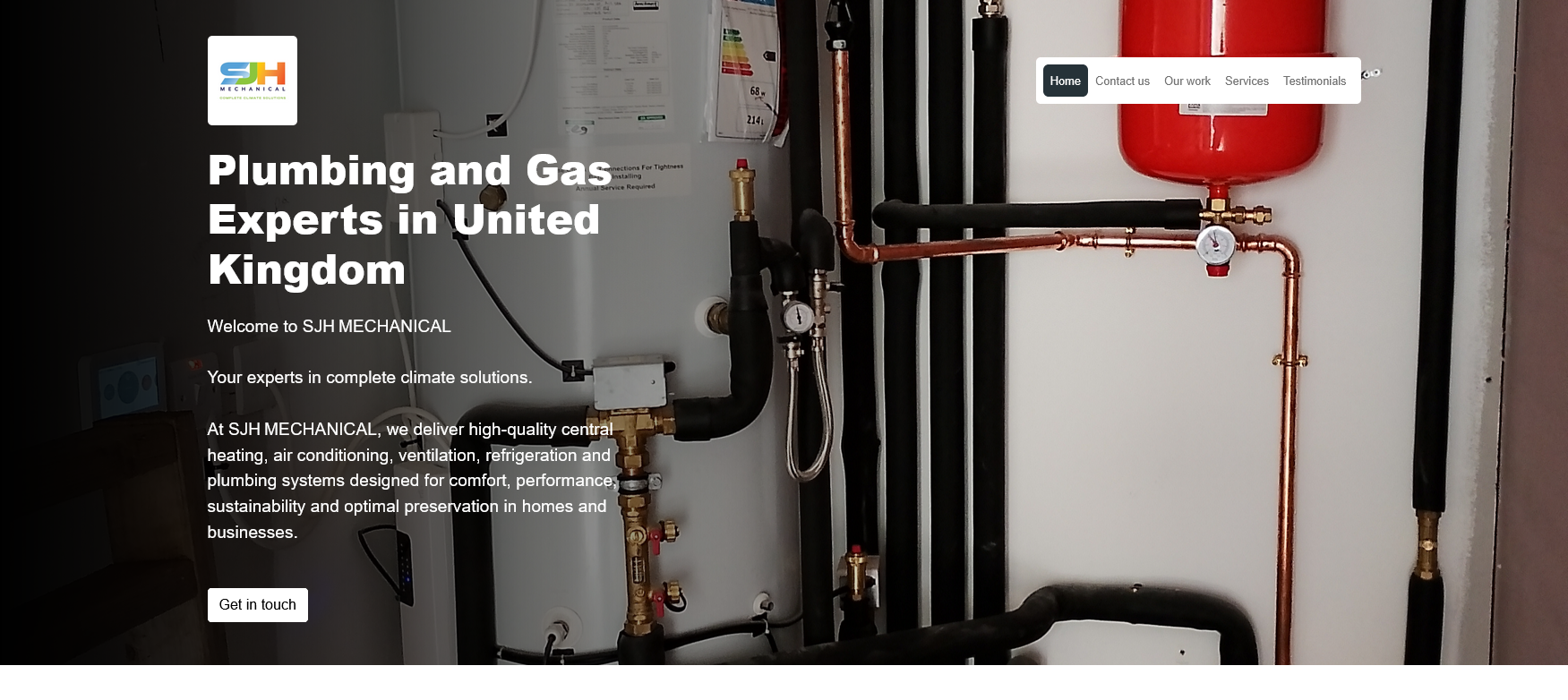 SJH Mechanical Website Screenshot 001