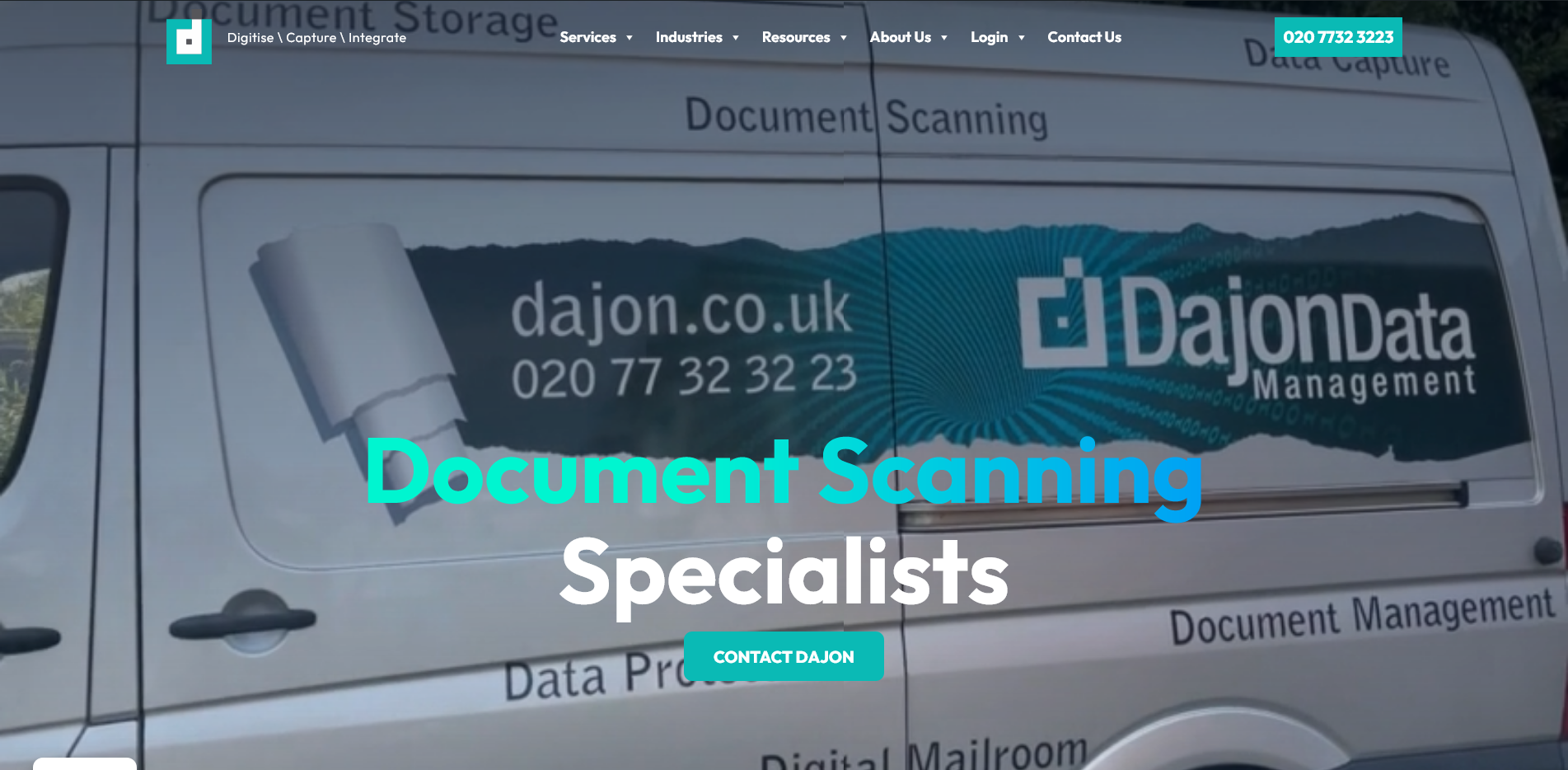 Dajon Data Management website