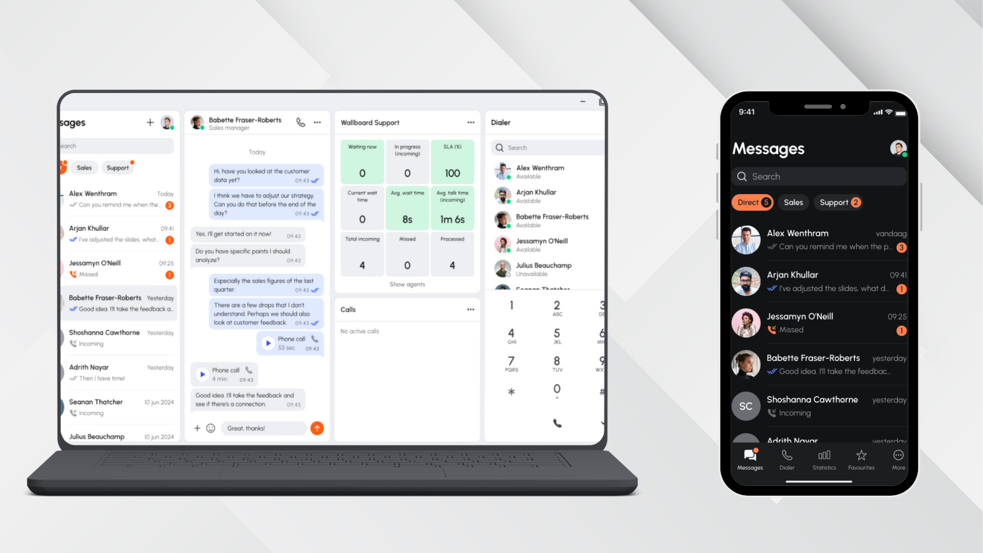 Laptop and Mobile Phone with Xelion Phone System Interface