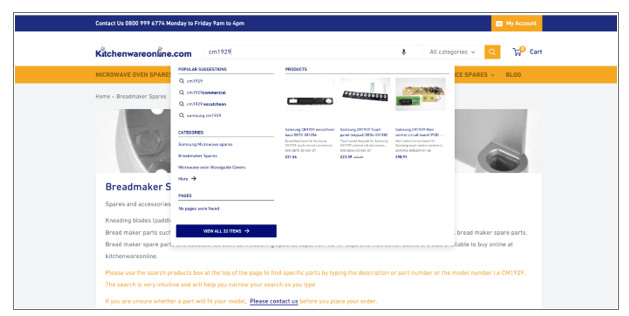 New Search box for Kitchenwareonline