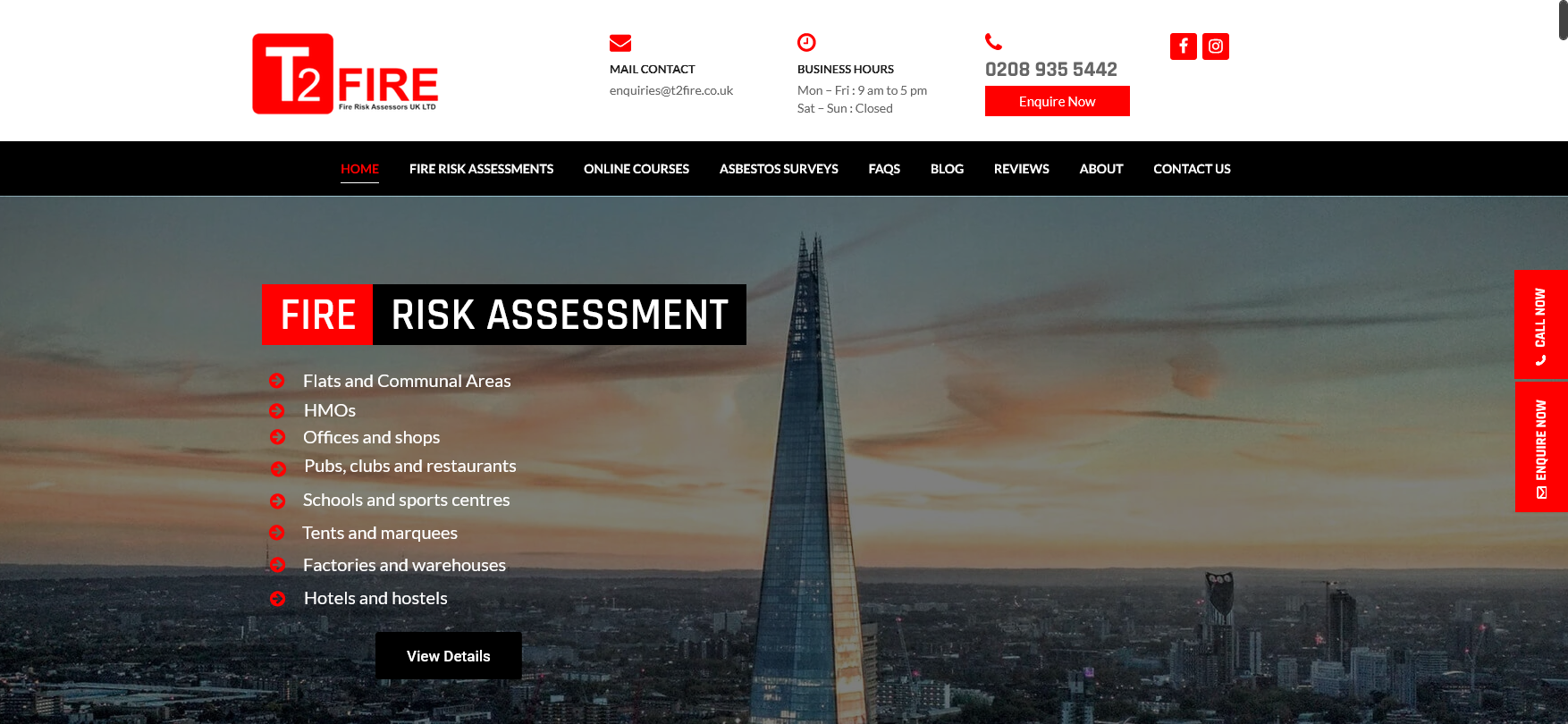 T2 Fire Risk Assessors UK Ltd Website Screenshot 001