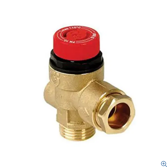 Altecnic / Caleffi 314 Series Pressure Relief Valve with Gauge Port 1/2" M x 15mm 3 Bar - A314437CST