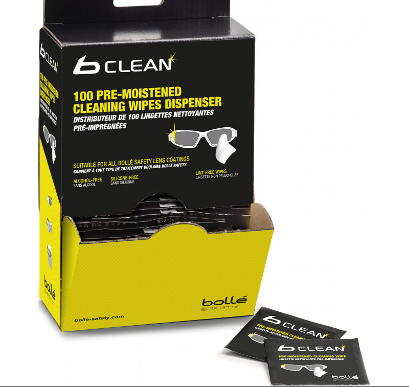 Bollé PACW100/B100 Cleaning Wipes – 100 Pre-Moistened, Alcohol & Silicone Free