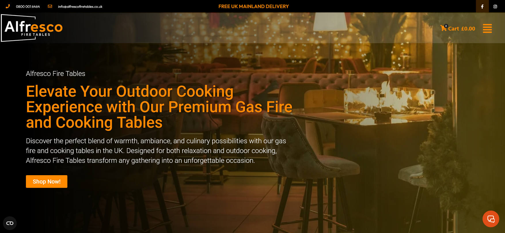 Alfresco Fire Tables Website Screenshot 001