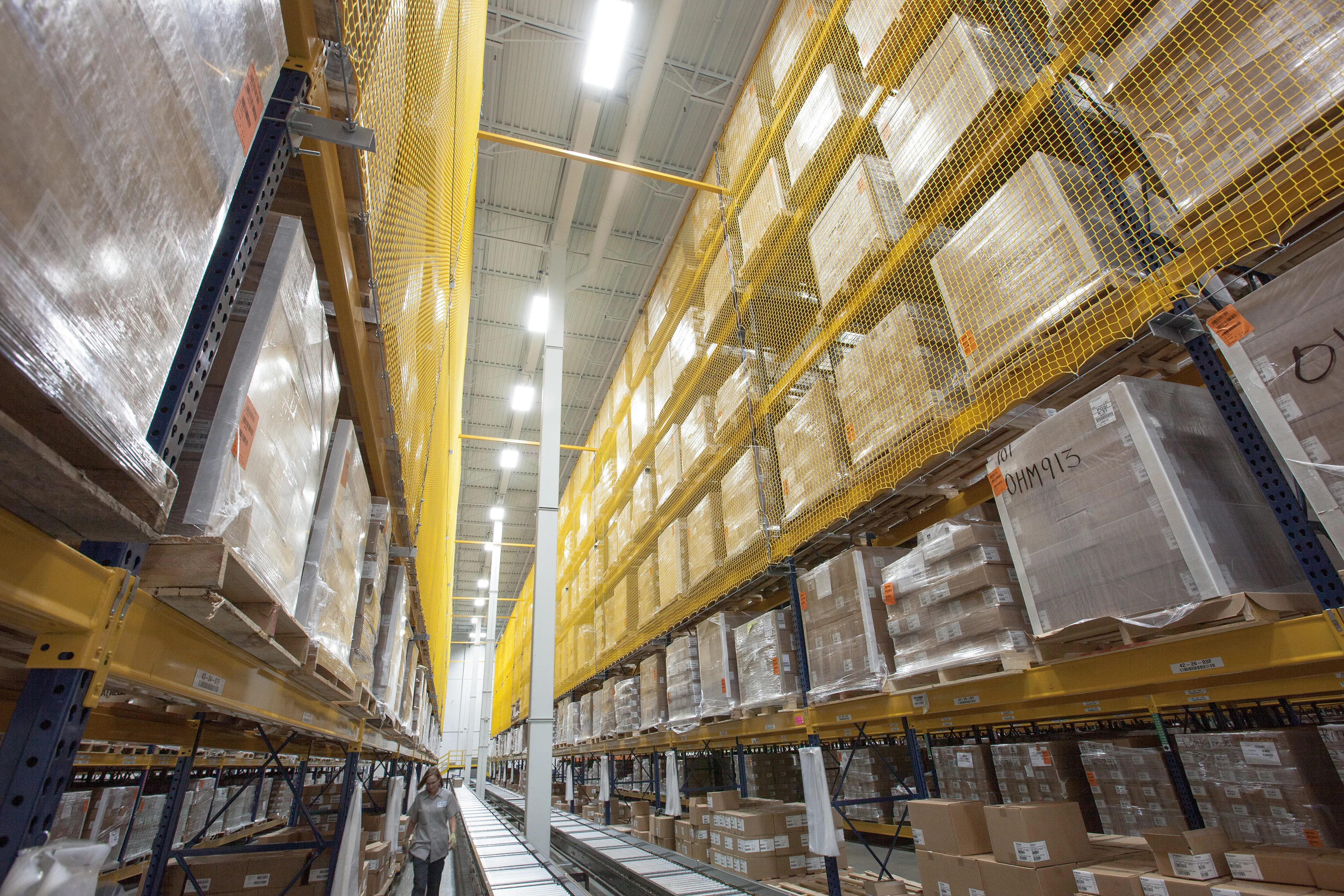 warehouse protected by mesh netting